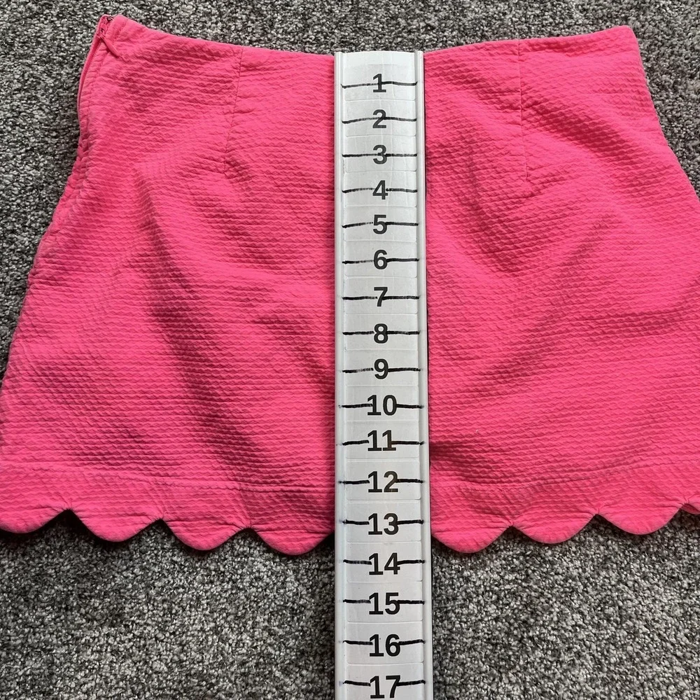 Lilly Pulitzer Skirt Womens 10 Pink Button Front Scallop Hem Textured Mini - Picture 7 of 8